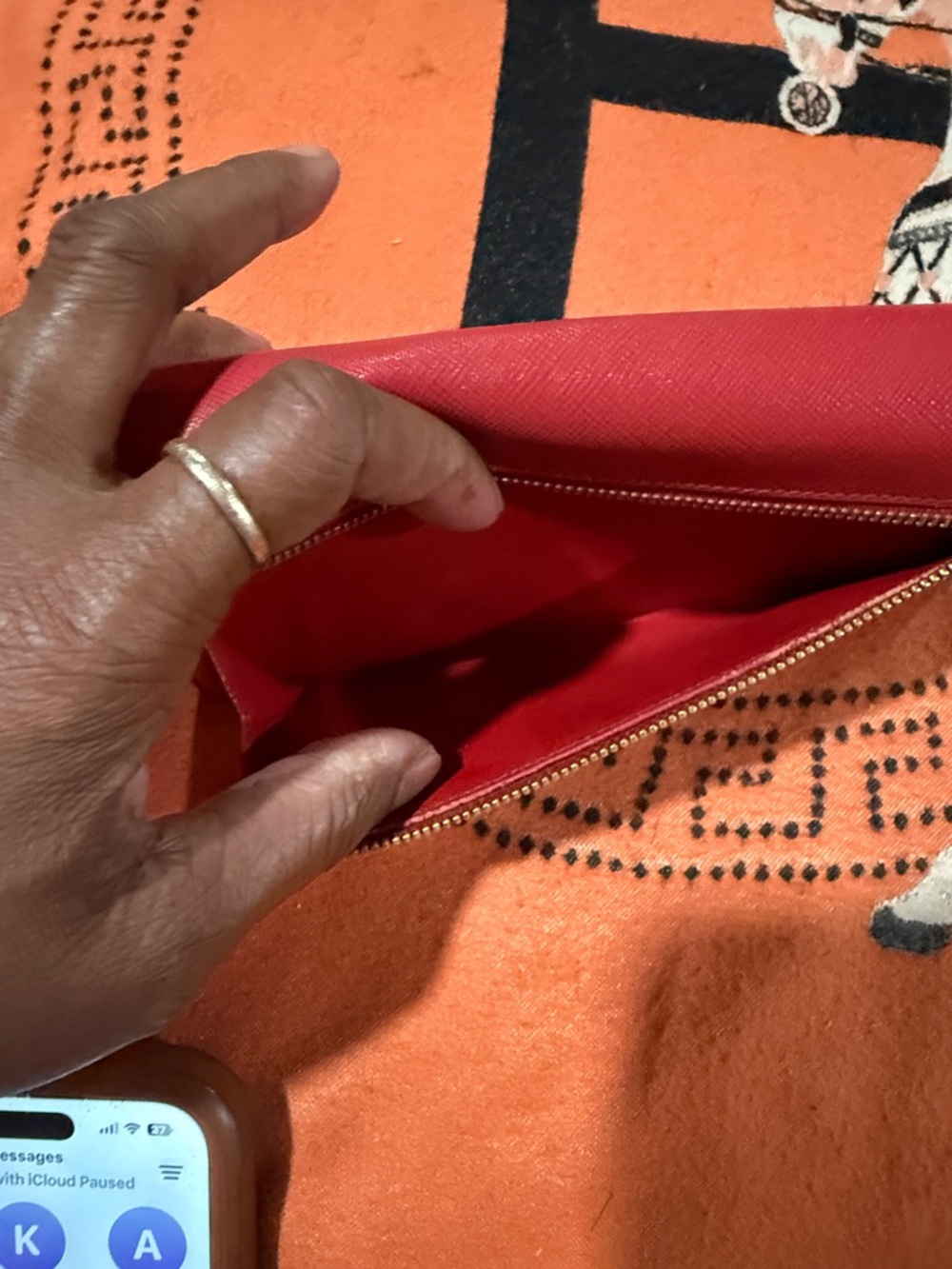 Prada Red Saffiano Long Wallet with Gold Logo Trim - Picture 8 of 8
